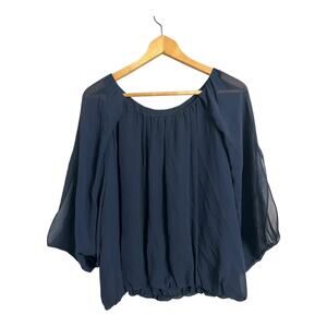 Hinge Silk Shirt Blue Blouse Top S Small Fairy boho